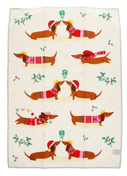 Bawełniana ścierka 70x50 cm Festive Sausage Dog – Rex London