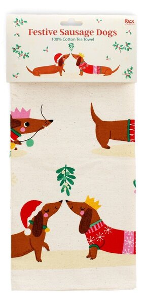Bawełniana ścierka 70x50 cm Festive Sausage Dog – Rex London