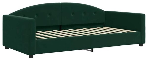 Sofa z funkcją spania, ciemnozielona, 100x200 cm, aksamitna