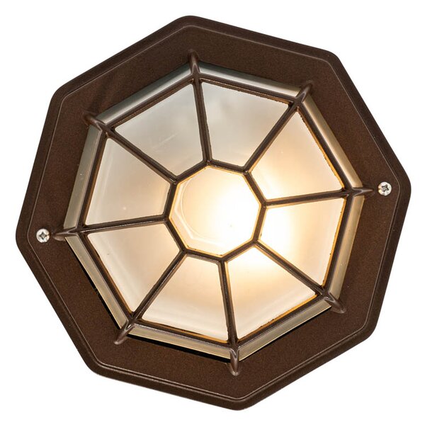 Rustykalna lampa sufitowa rdzawo brązowa 21,3 cm IP44 - Bri