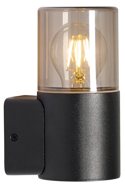Nowoczesna lampa ścienna zewnętrzna czarna z kloszem w kolorze dymu IP44 - Odense