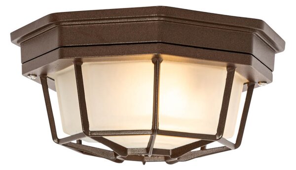 Rustykalna lampa sufitowa rdzawo brązowa 21,3 cm IP44 - Bri