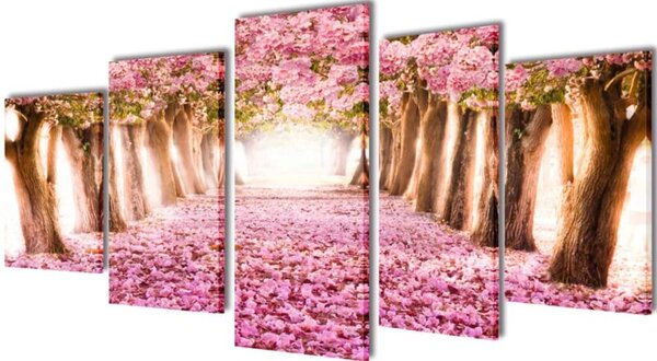 Zestaw obrazów canvas 200 x 100 cm kwiat wiśni