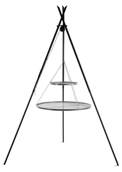 Grill COOK KING Tipi na trójnogu 210 cm - 2 ruszty stal nierdzewna 70 cm + 40 cm