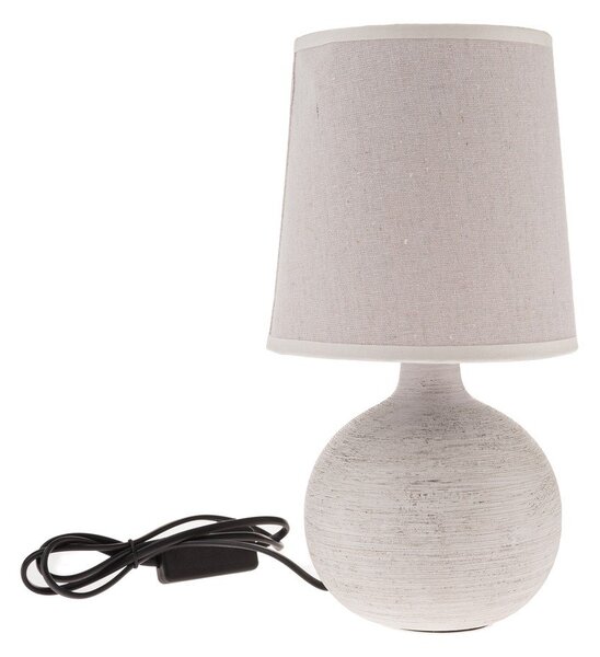 Jasnoszara lampa stołowa ceramiczna z tekstylnym kloszem (wysokość 29 cm) Bianca – Dakls
