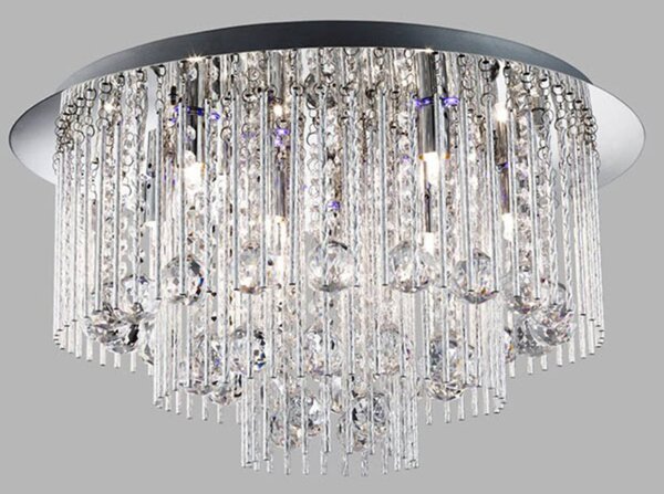 Searchlight Lampa sufitowa kryształowa Beatrix, chromowy / srebrny, salon / jadalnia, metal