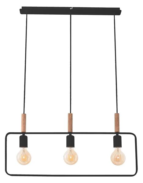 Czarna loftowa potrójna lampa wisząca - D224 A6-E68