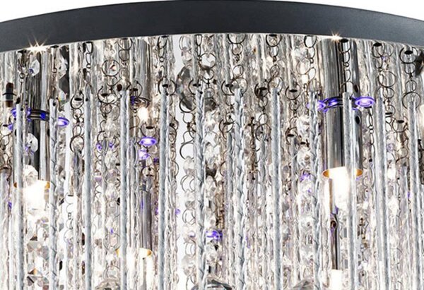 Searchlight Lampa sufitowa kryształowa Beatrix, chromowy / srebrny, salon / jadalnia, metal