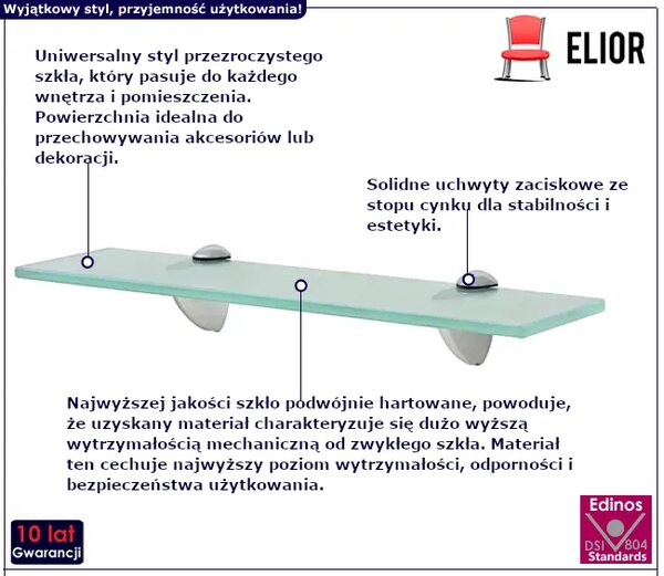 Prosta półka szklana 40x20 P4-M67