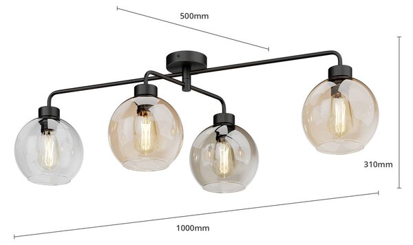 Lampa sufitowa Cubus TK Lighting, możliwość ściemniania, przezroczysty / transparentny, salon / jadalnia, szkło, nowoczesny