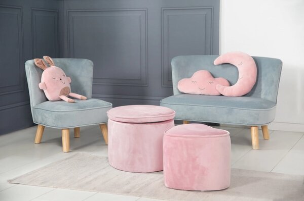 Jasnoróżowy aksamitny puf dziecięcy Lil Sofa – Roba