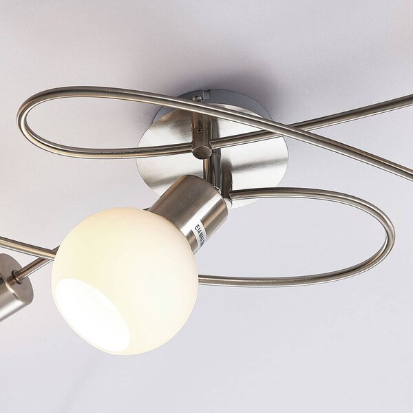 Lampa sufitowa Elaina Lindby, możliwość ściemniania, aluminiowy / szary / cynkowy, salon / jadalnia, metal, nowoczesny