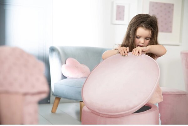 Jasnoróżowy aksamitny puf dziecięcy Lil Sofa – Roba