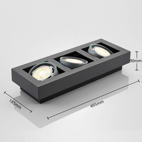 Lampa sufitowa Ronka Arcchio, możliwość ściemniania, czarny, salon / jadalnia, aluminium, nowoczesny
