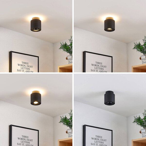 Arcchio lampa sufitowa Walisa, Ø 10 cm, czarny, metal, GU10 Walisa Arcchio, możliwość ściemniania, czarny, salon / jadalnia, aluminium, nowoczesny