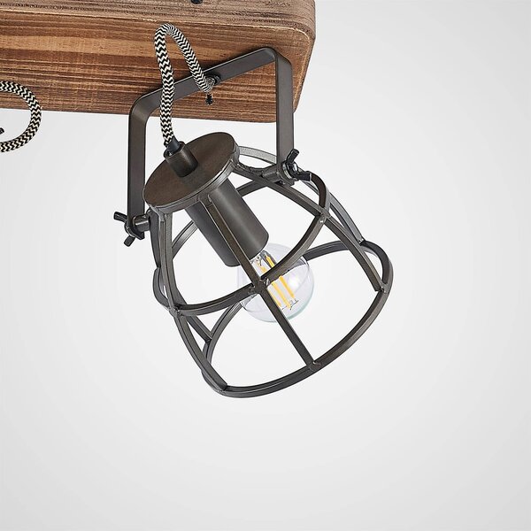 Lampa sufitowa Rutger Lindby, możliwość ściemniania, ciemne drewno, salon / jadalnia, drewno, vintage