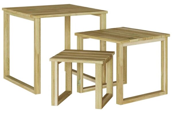 Stolik boczny z impregnowanego drewna sosnowego - naturalny brązowy, minimalistyczny design do ogrodu i tarasu