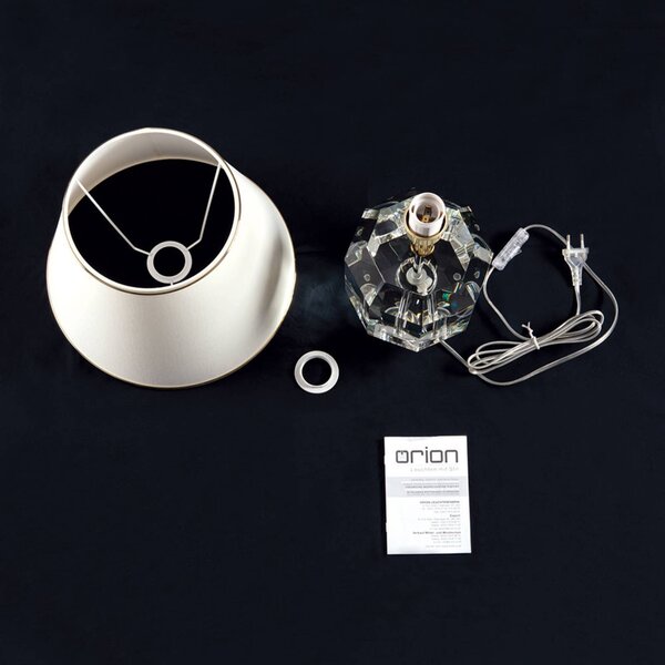 ORION Lampa stołowa Alexis, kremowy / amber, salon / jadalnia, kryształ
