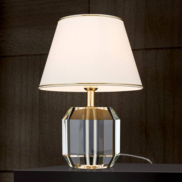 ORION Lampa stołowa Alexis, kremowy / amber, salon / jadalnia, kryształ