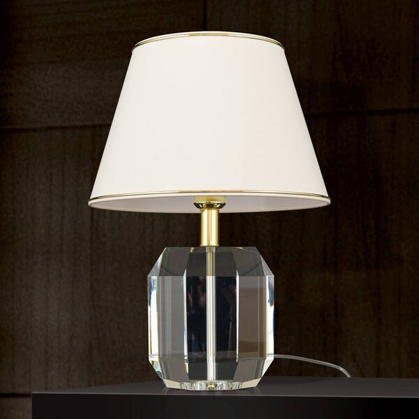 ORION Lampa stołowa Alexis, kremowy / amber, salon / jadalnia, kryształ