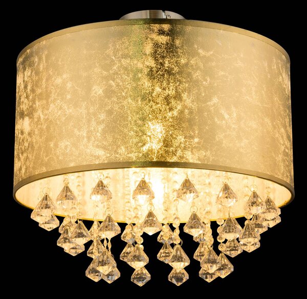 Globo Lampa sufitowa Amy, możliwość ściemniania, mosiężny / złoty, salon / jadalnia, tkanina / materiał / jedwab