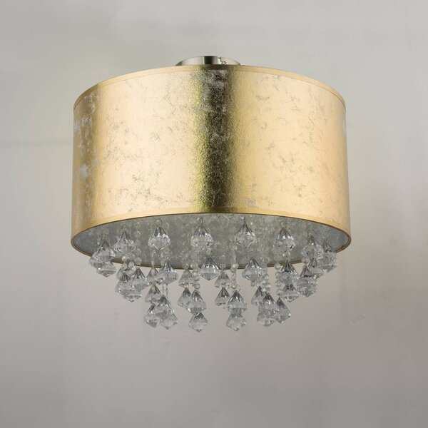 Globo Lampa sufitowa Amy, możliwość ściemniania, mosiężny / złoty, salon / jadalnia, tkanina / materiał / jedwab