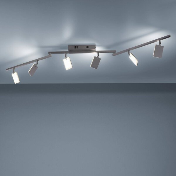 PURE Lampa sufitowa LED Mira, możliwość ściemniania, aluminiowy / szary / cynkowy, salon / jadalnia, aluminium, nowoczesny
