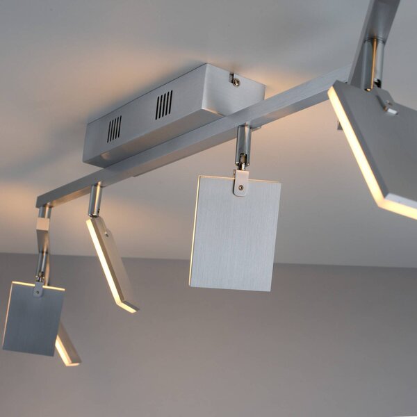 PURE Lampa sufitowa LED Mira, możliwość ściemniania, aluminiowy / szary / cynkowy, salon / jadalnia, aluminium, nowoczesny