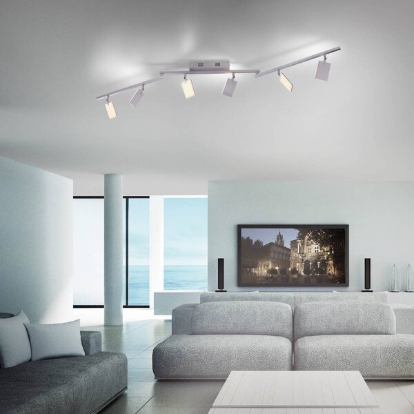 PURE Lampa sufitowa LED Mira, możliwość ściemniania, aluminiowy / szary / cynkowy, salon / jadalnia, aluminium, nowoczesny