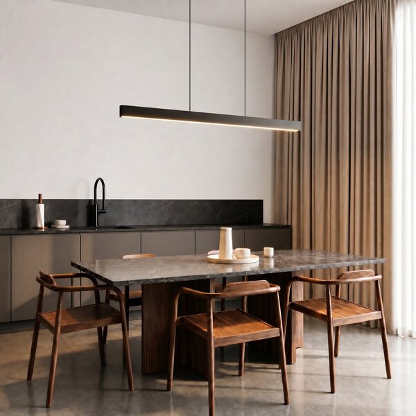 Lampa Wisząca Lucande, Mylosh, ściemnialny, czarny, jadalnia, aluminium, nowoczesny