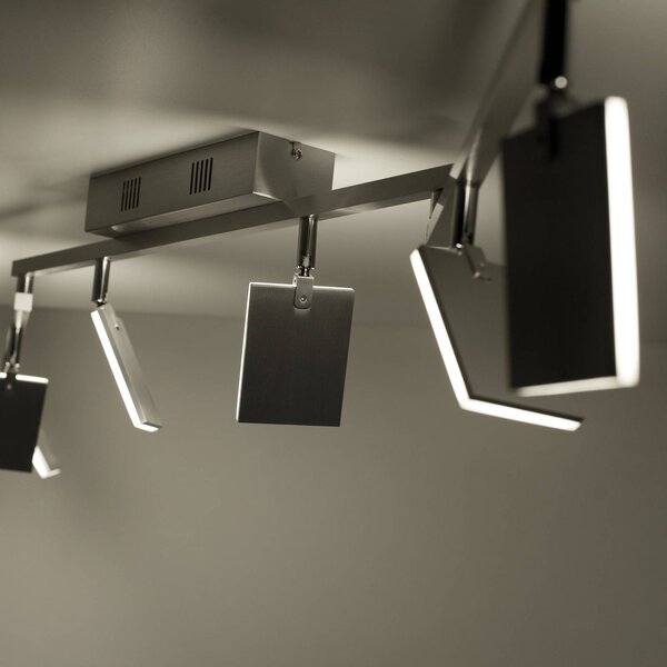 PURE Lampa sufitowa LED Mira, możliwość ściemniania, aluminiowy / szary / cynkowy, salon / jadalnia, aluminium, nowoczesny
