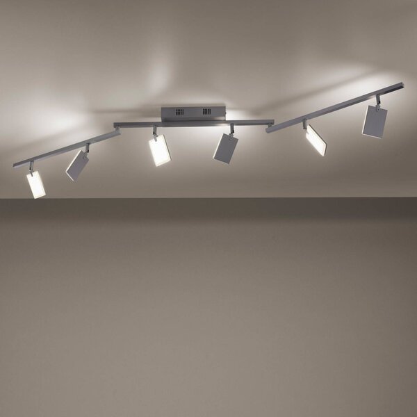 PURE Lampa sufitowa LED Mira, możliwość ściemniania, aluminiowy / szary / cynkowy, salon / jadalnia, aluminium, nowoczesny