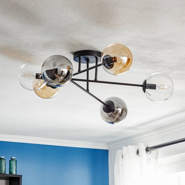 Lampa sufitowa Glassy EMIBIG LIGHTING, możliwość ściemniania, czarny, salon / jadalnia, szkło, nowoczesny