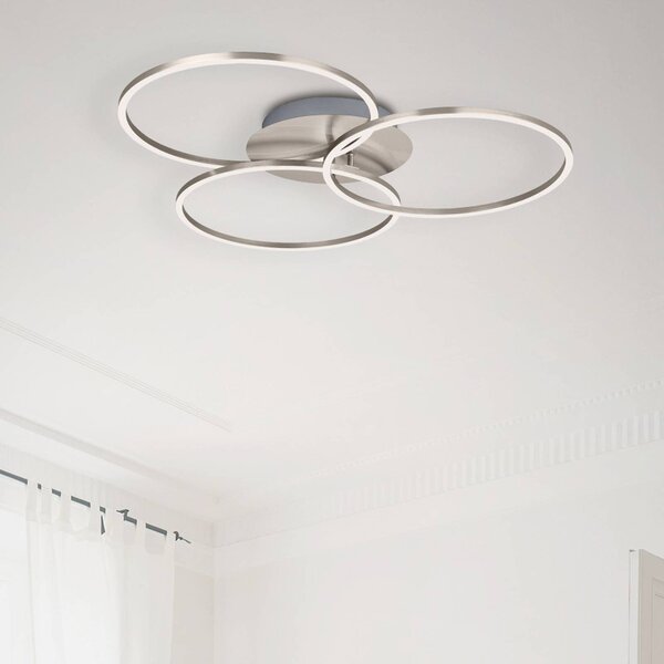 Briloner Lampa sufitowa LED Frame, możliwość ściemniania, aluminiowy / szary / cynkowy, salon / jadalnia, metal, nowoczesny