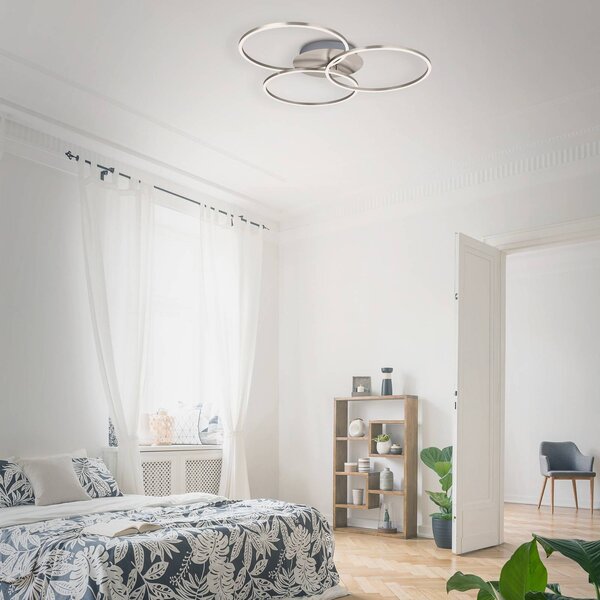 Briloner Lampa sufitowa LED Frame, możliwość ściemniania, aluminiowy / szary / cynkowy, salon / jadalnia, metal, nowoczesny