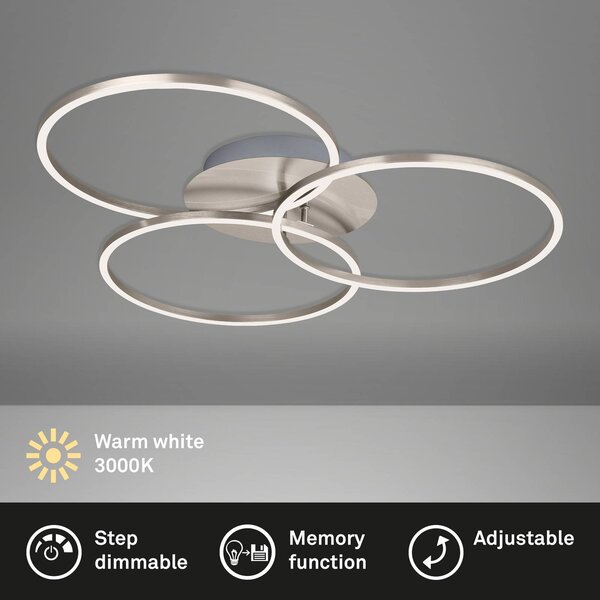 Briloner Lampa sufitowa LED Frame, możliwość ściemniania, aluminiowy / szary / cynkowy, salon / jadalnia, metal, nowoczesny
