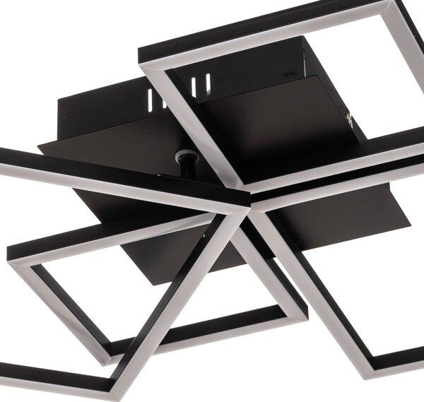 Briloner Lampa sufitowa LED Frame, możliwość ściemniania, czarny, salon / jadalnia, metal, nowoczesny