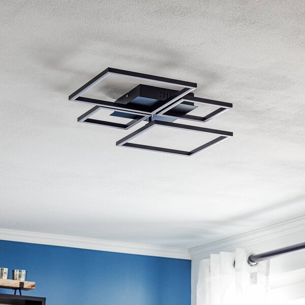 Briloner Lampa sufitowa LED Frame, możliwość ściemniania, czarny, salon / jadalnia, metal, nowoczesny