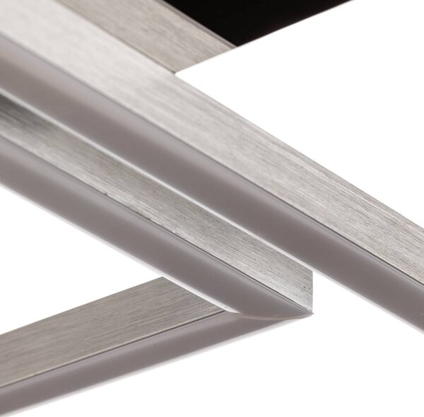 Briloner Lampa sufitowa LED Frame, możliwość ściemniania, aluminiowy / szary / cynkowy, salon / jadalnia, metal, nowoczesny