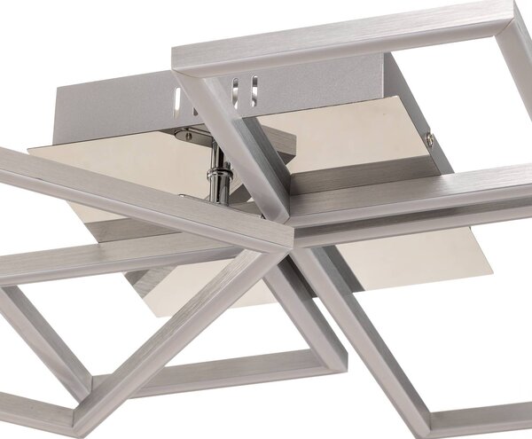 Briloner Lampa sufitowa LED Frame, możliwość ściemniania, aluminiowy / szary / cynkowy, salon / jadalnia, metal, nowoczesny