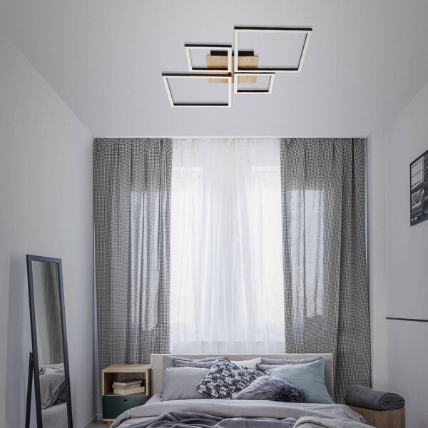 Briloner Lampa sufitowa LED Frame, możliwość ściemniania, czarny, salon / jadalnia, metal, nowoczesny