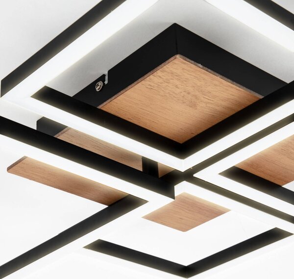 Briloner Lampa sufitowa LED Frame, możliwość ściemniania, czarny, salon / jadalnia, metal, nowoczesny