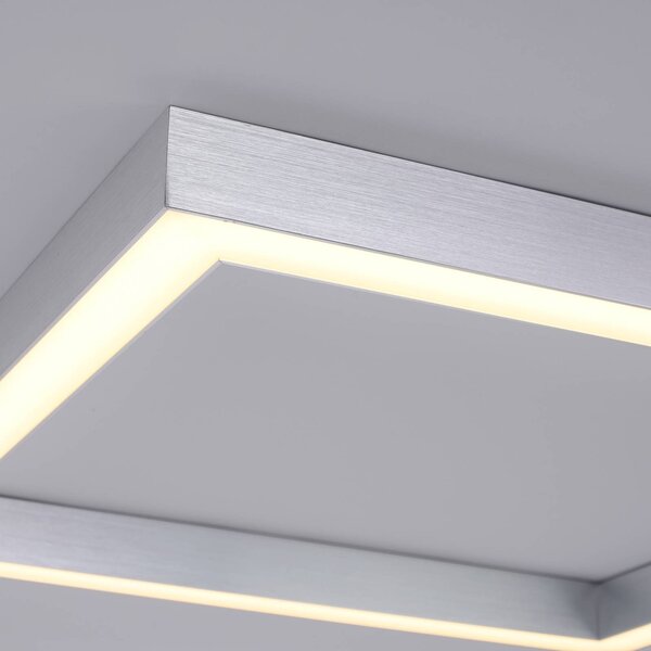 PURE Lampa sufitowa LED Lines Square, możliwość ściemniania, aluminiowy / szary / cynkowy, salon / jadalnia, aluminium, nowoczesny
