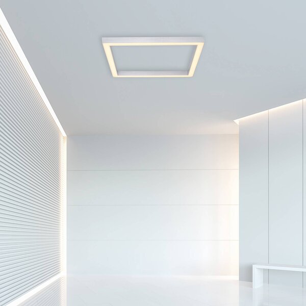 PURE Lampa sufitowa LED Lines Square, możliwość ściemniania, aluminiowy / szary / cynkowy, salon / jadalnia, aluminium, nowoczesny