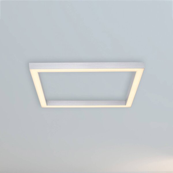 PURE Lampa sufitowa LED Lines Square, możliwość ściemniania, aluminiowy / szary / cynkowy, salon / jadalnia, aluminium, nowoczesny