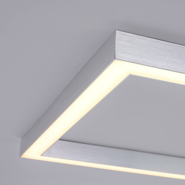 PURE Lampa sufitowa LED Lines Square, możliwość ściemniania, aluminiowy / szary / cynkowy, salon / jadalnia, aluminium, nowoczesny