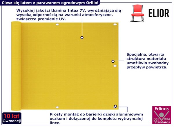 Żółty parawan ogrodowy na balkon S2-R85