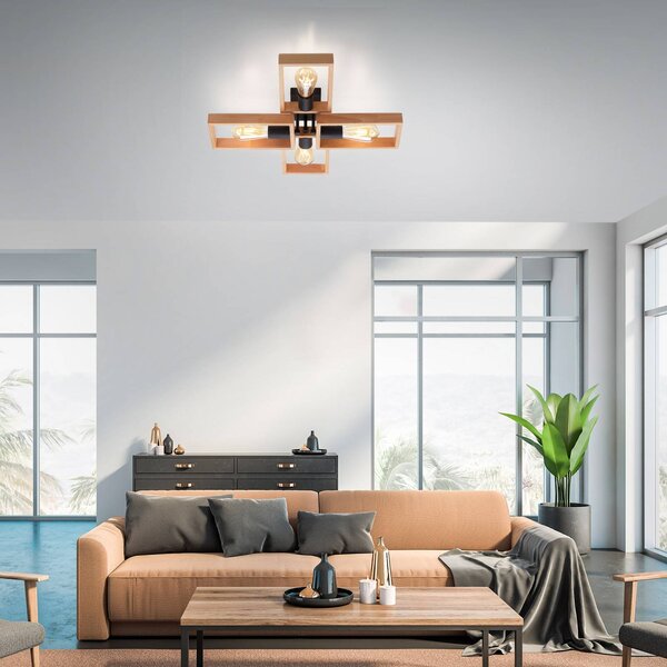JUST LIGHT. GmbH Lampa sufitowa Frame, możliwość ściemniania, jasne drewno, salon / jadalnia, drewno