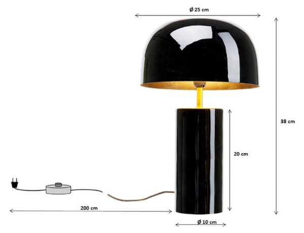 KARE Lampa stołowa design Loungy, czarny, salon / jadalnia, metal, design