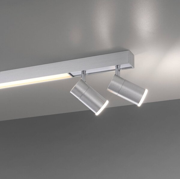 PURE Lampa sufitowa LED Lines Spot, możliwość ściemniania, aluminiowy / szary / cynkowy, salon / jadalnia, metal, nowoczesny